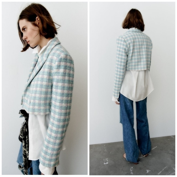 Zara Textured Cropped Blazer - Picture 2 of 9